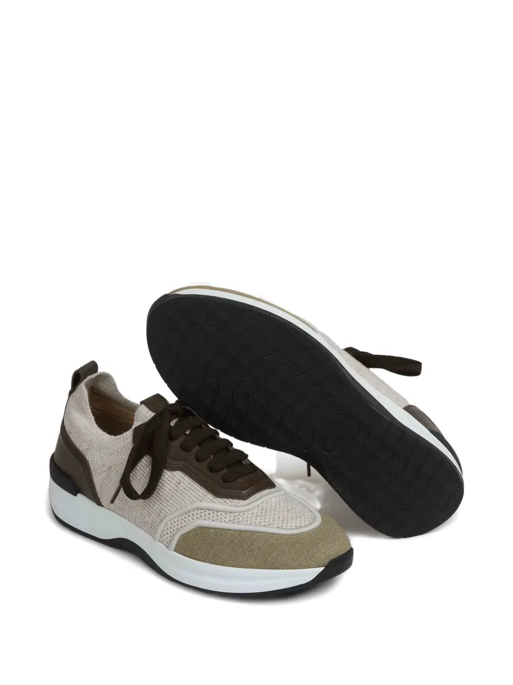 Brioni panelled knitted sneakers Beige