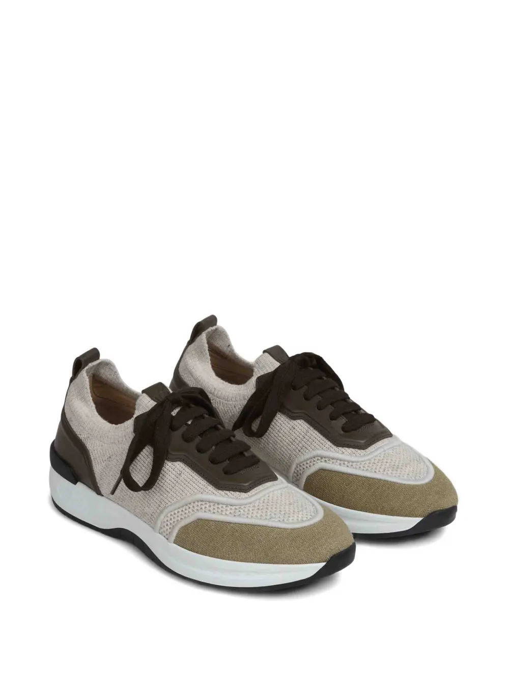 Brioni panelled knitted sneakers Beige