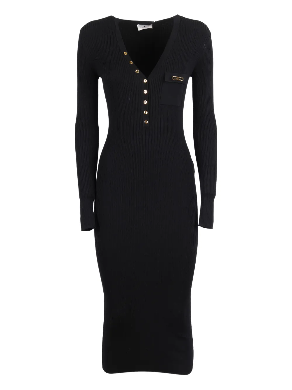 Elisabetta Franchi V-neck ribbed dress - Nero