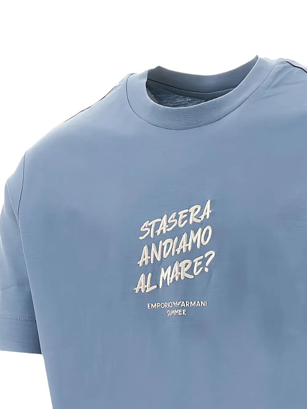 Emporio Armani text print T-shirt - Blauw