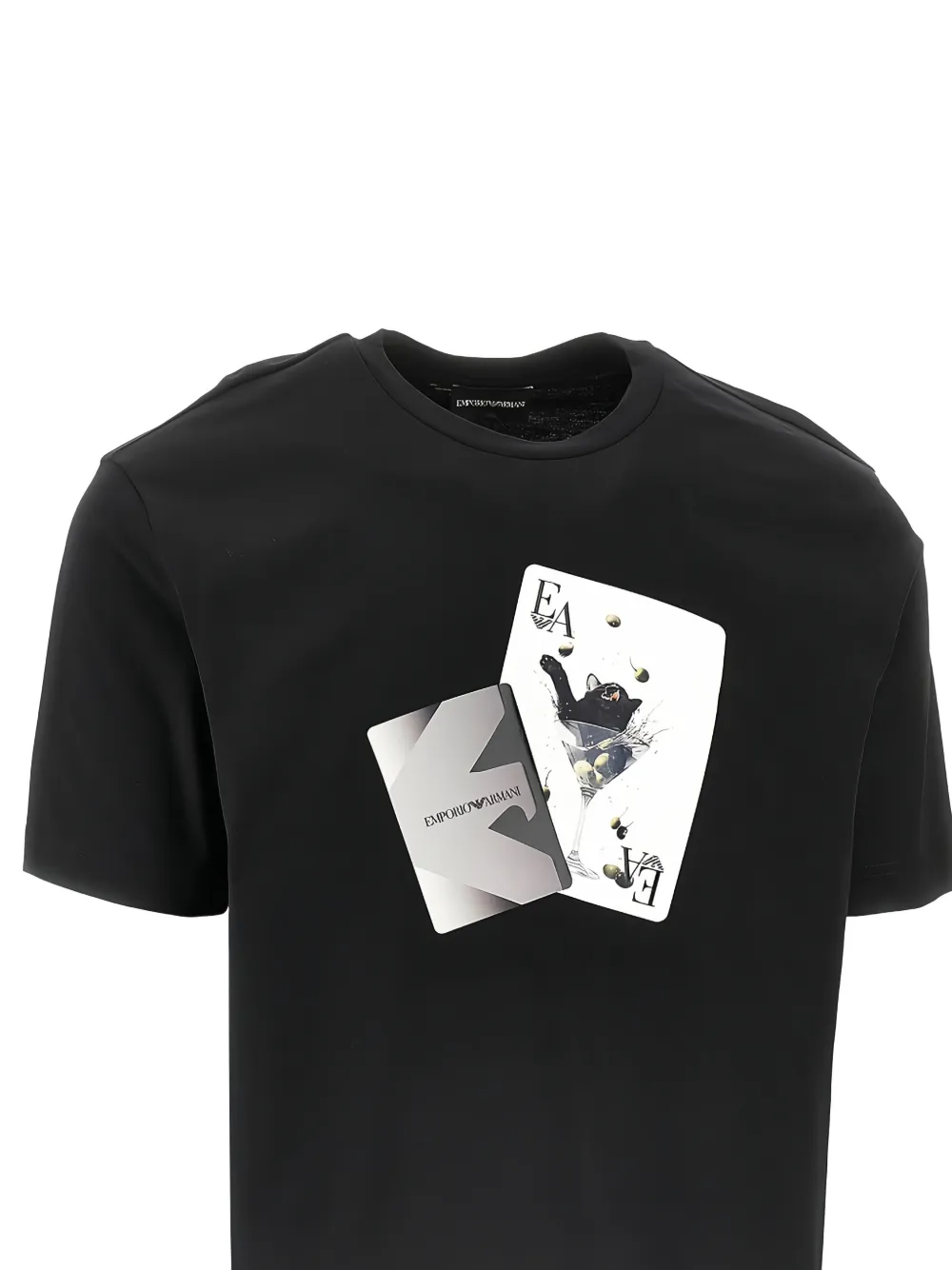 Emporio Armani ASV card-print T-shirt - Zwart