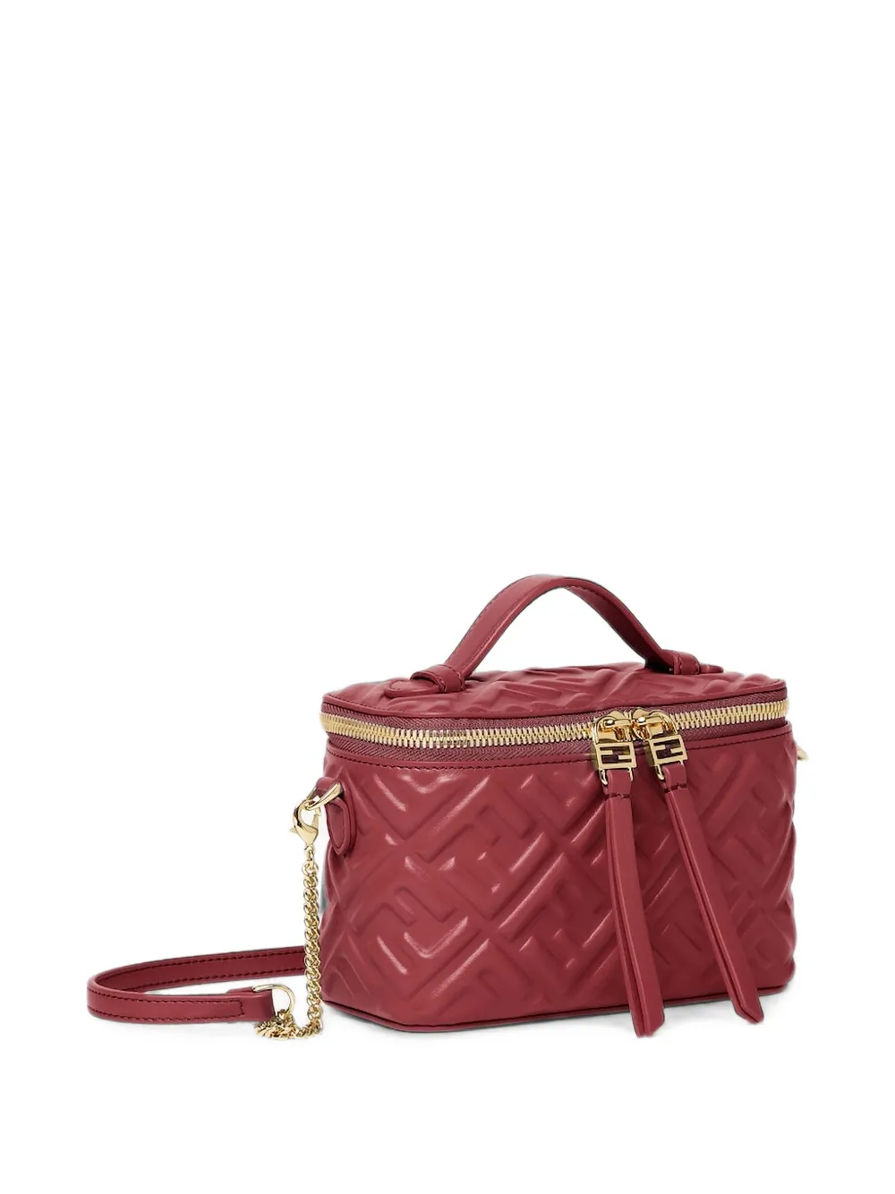 FENDI Leren toilettas met reliëf Rood