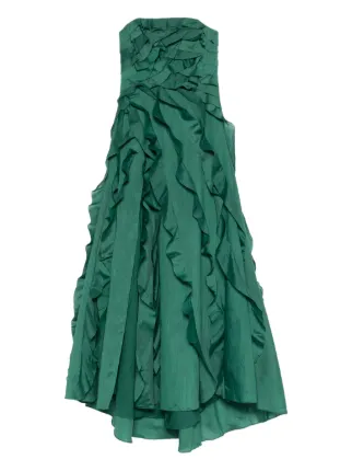 Aje Ruffled Strapless Maxi Dress | Green | FARFETCH
