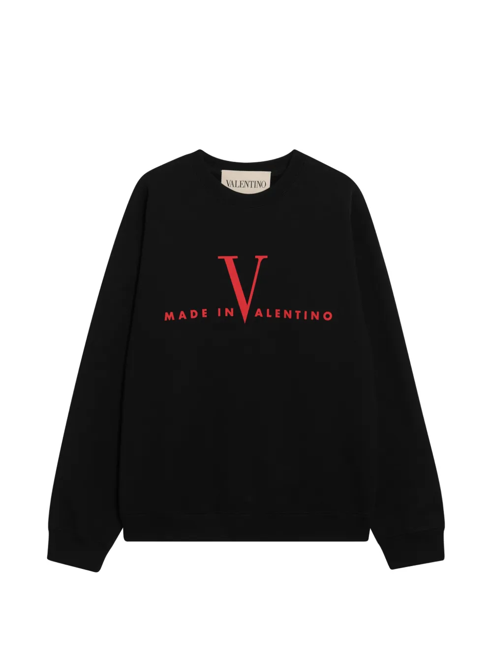 Valentino Garavani Katoenen sweater met ronde hals en Made In-print Zwart