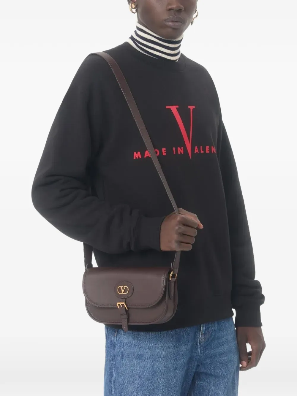 Valentino Garavani Katoenen sweater met ronde hals en Made In Valentino-print Zwart