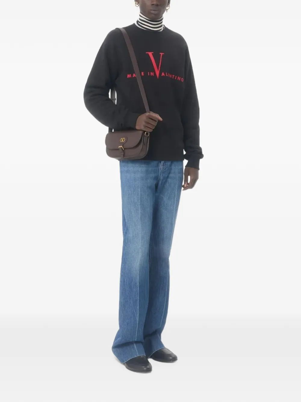 Valentino Garavani Katoenen sweater met ronde hals en Made In Valentino-print Zwart
