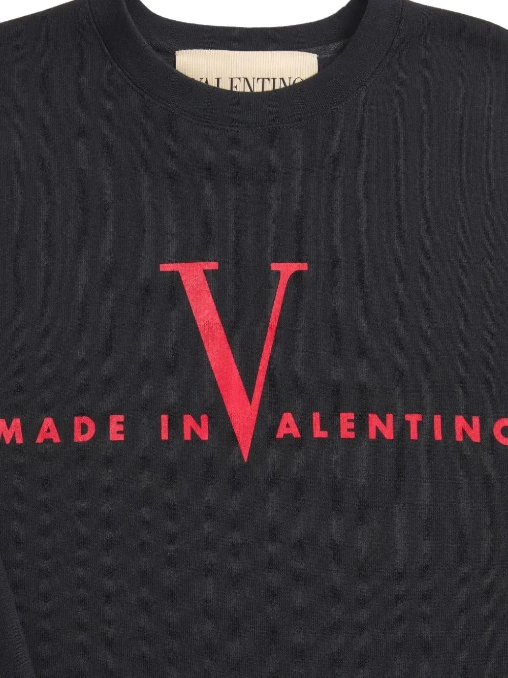 Valentino Garavani Katoenen sweater met ronde hals en Made In Valentino-print Zwart