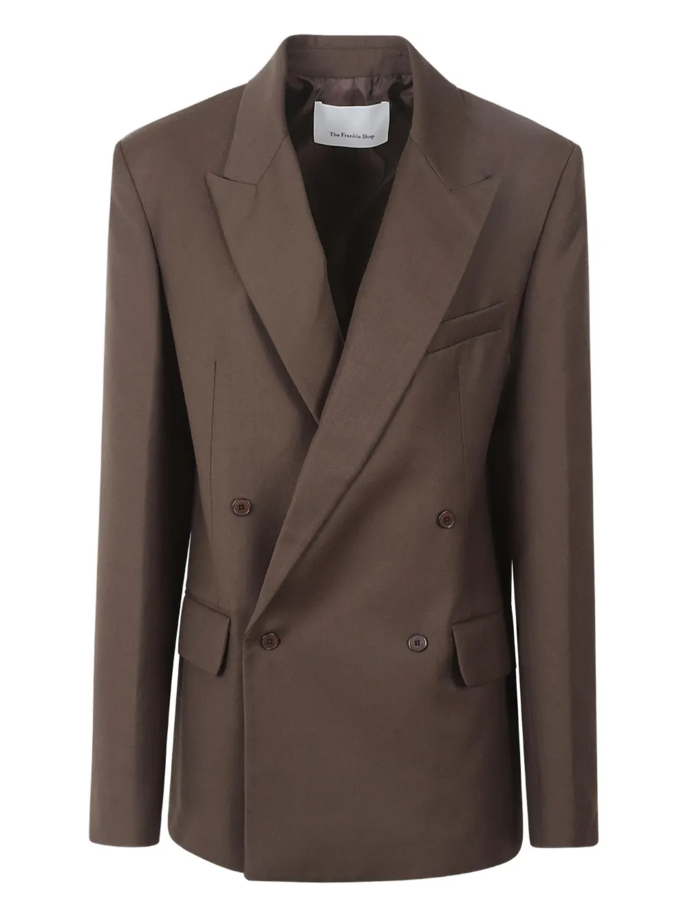 The Frankie Shop Newark double-breasted flannel blazer - Marrone