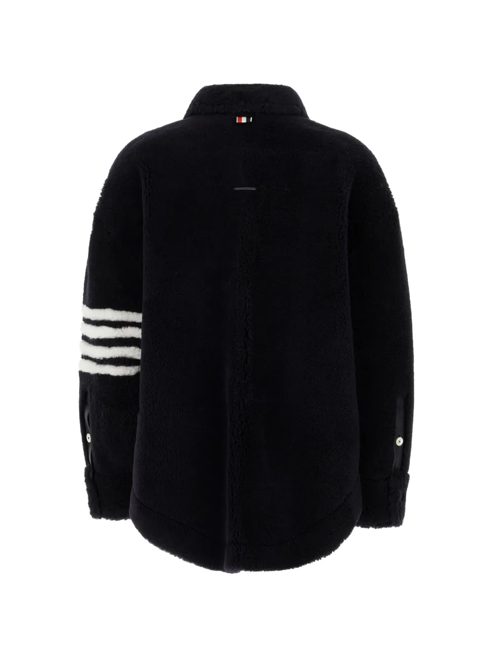 Thom Browne shearling 4-bar supersized shirt jacket Zwart
