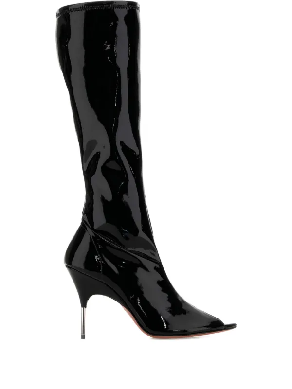 Amina Muaddi Bruna Heel Boots in Black