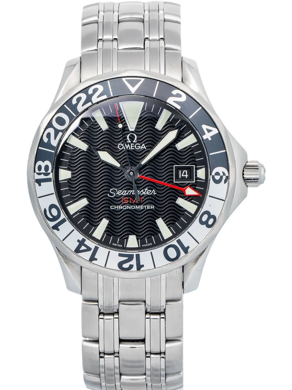 OMEGA 웨이브드 블랙 씨마스터 시계 41mm | 실버 톤 | Image 1