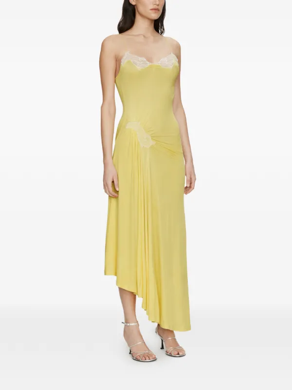 Christopher Esber Delphin Lace Rib Midi Dress | Yellow | FARFETCH Christopher Esber Delphin Lace Rib Midi Dress | Yellow | FARFETCH