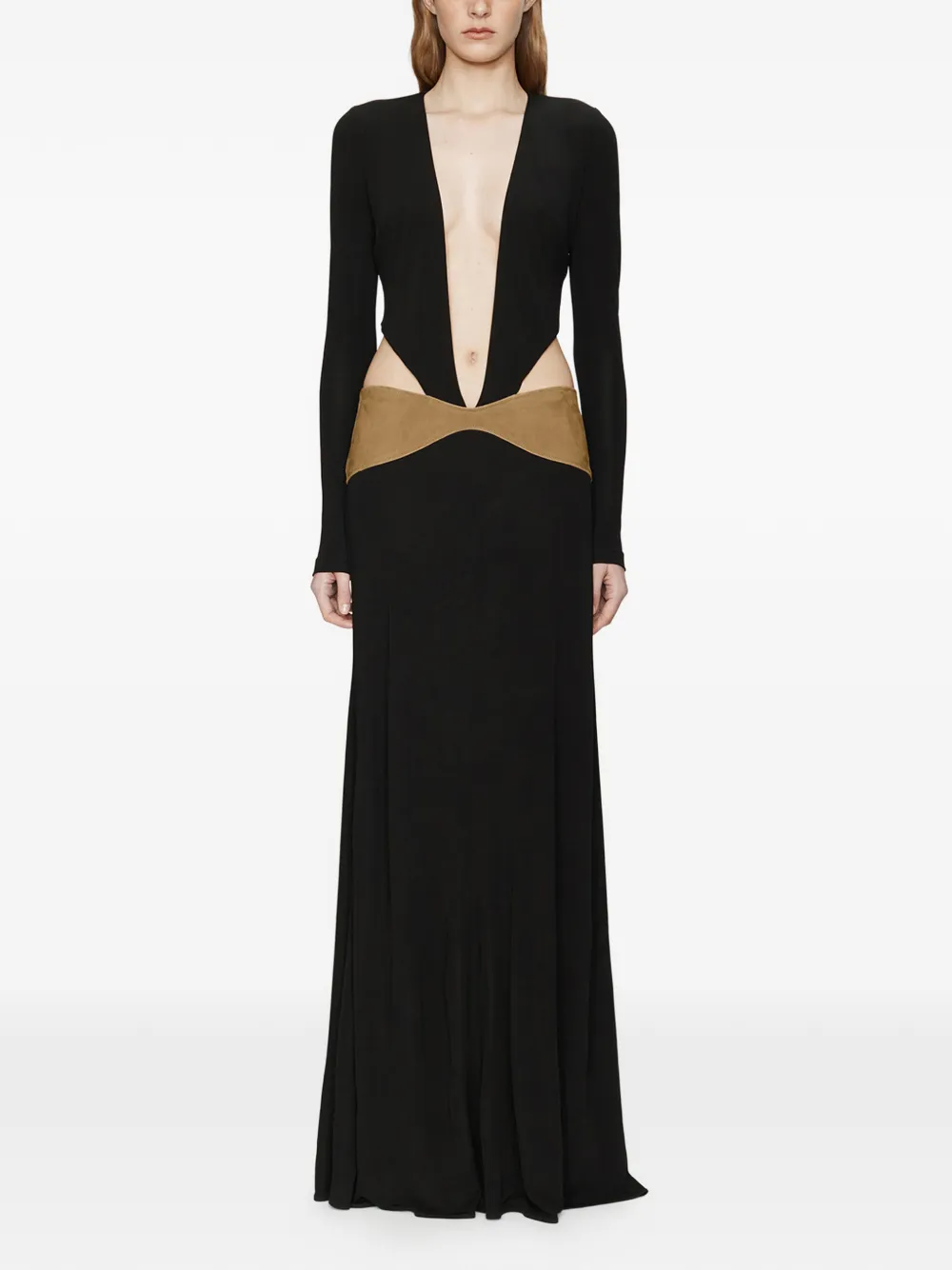 Christopher Esber Abito da sera Contour con scollo a V - Nero