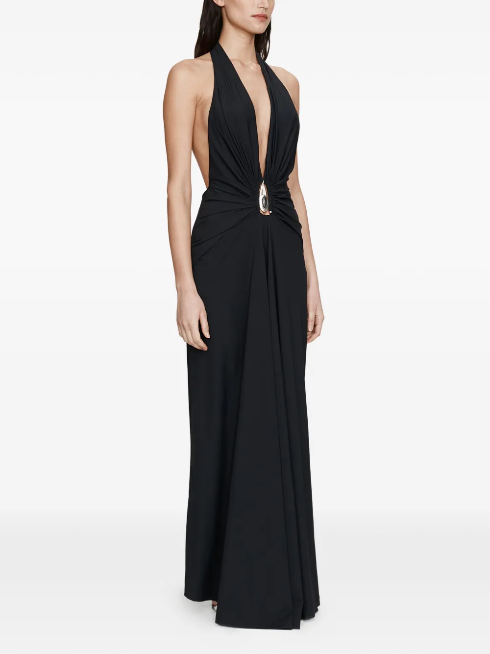 Christopher Esber crystal pendant ruched dress - Zwart