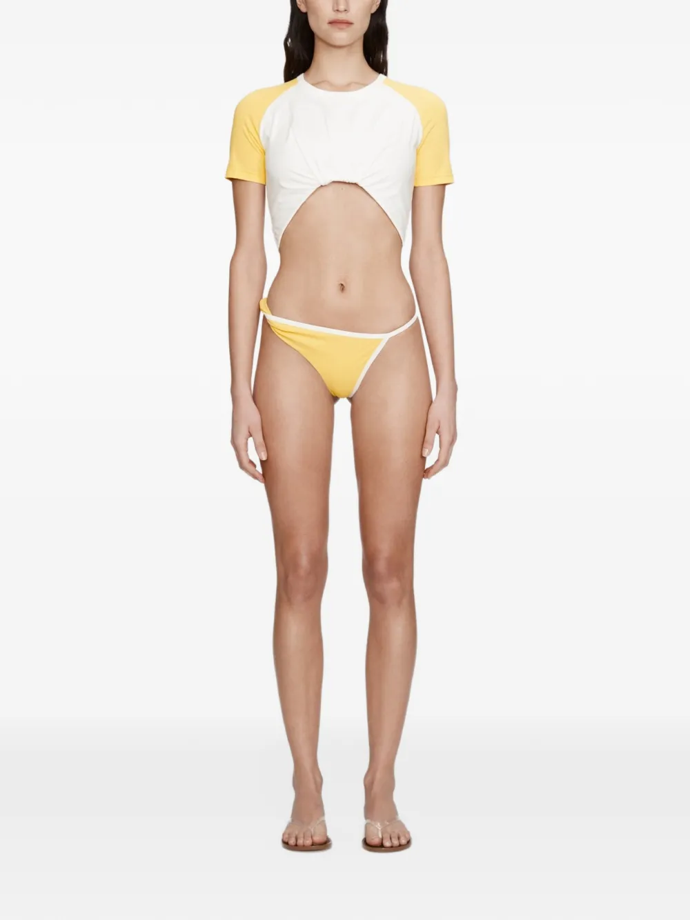 Christopher Esber Onda bikinislip met gedraaid detail Geel