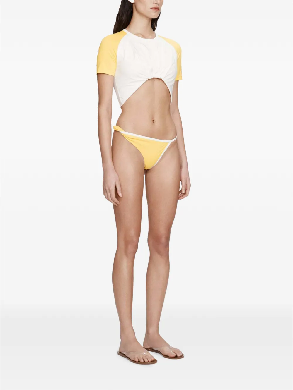 Christopher Esber Onda bikinislip met gedraaid detail Geel