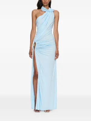 Christopher Esber Beach Quartz Halter Lycra Dress in Blue Size 8 Christopher Esber Beach Quartz Halter Lycra Dress in Blue Size 8