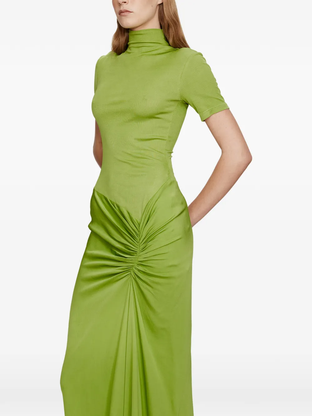 Christopher Esber Fusion T-shirt jurk met hoge hals en ruches Groen