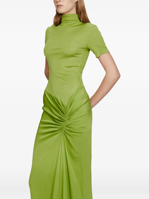 Christopher Esber Fusion Ruched Tee High Neckline Dress | Green | FARFETCH  IN