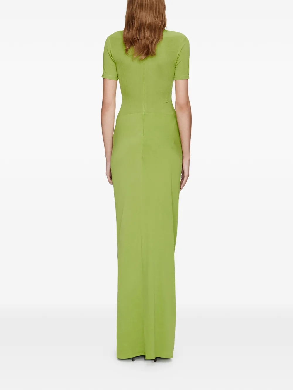  Christopher Esber Fusion Ruched Tee High Neckline Dress - Green 