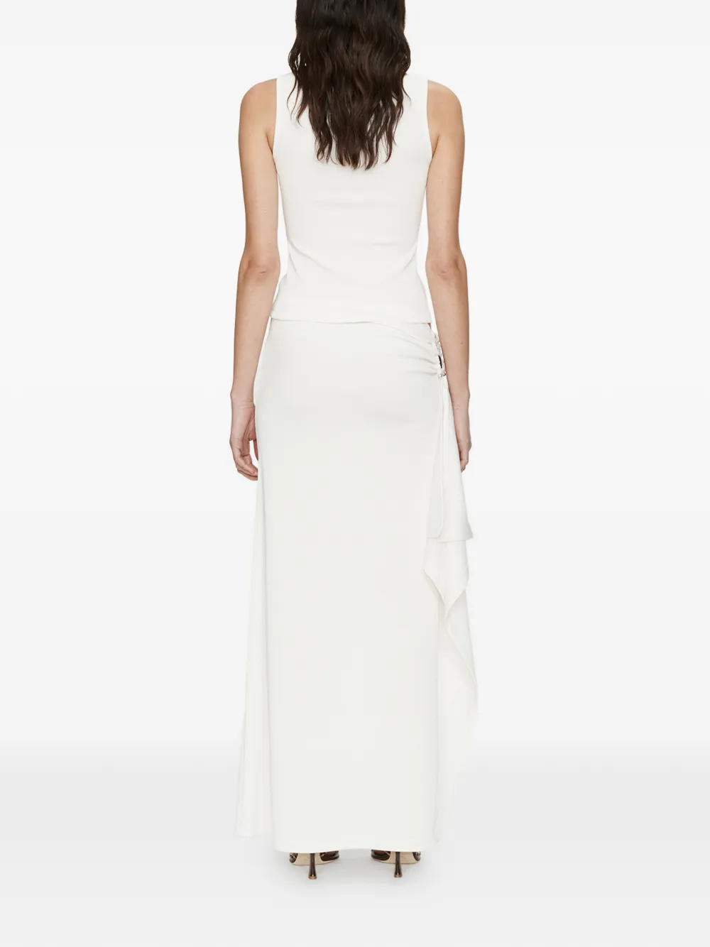  Christopher Esber Crystal Pendant Cascade Asymmetric Skirt - White 