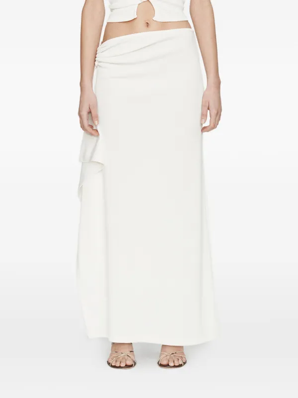 Christopher Esber Crystal Pendant Cascade Asymmetric Skirt in White