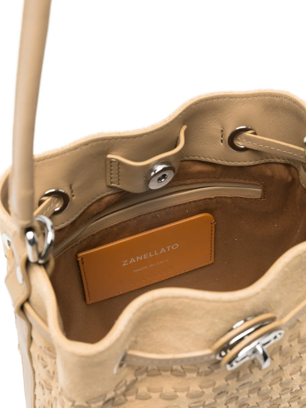 Zanellato Kleine Monda geweven suède bucket-tas Beige