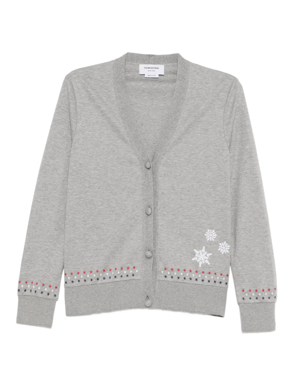 Thom Browne snowflake-embroidered cotton cardigan - Grau