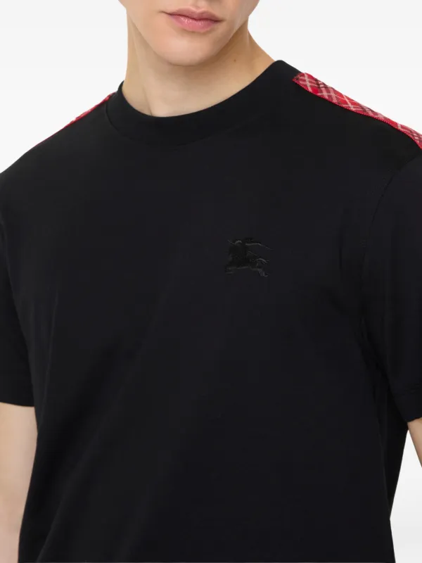 Burberry check-trim Embroidered T-shirt | Black | FARFETCH