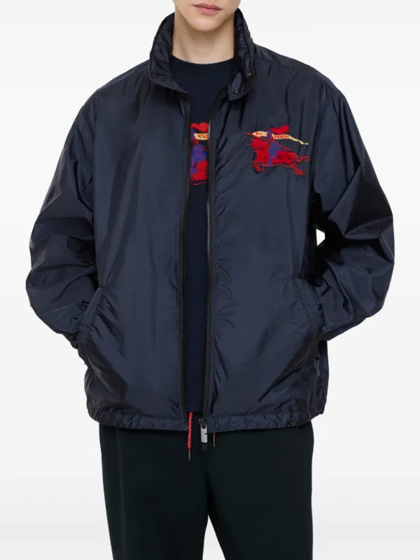 Burberry Equestrian Knight Design Hood Jacket | Blue | FARFETCH