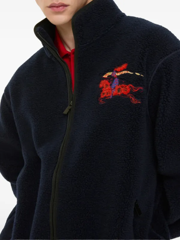 Burberry Equestrian Knight Design Fleece Jacket | Blue | FARFETCH