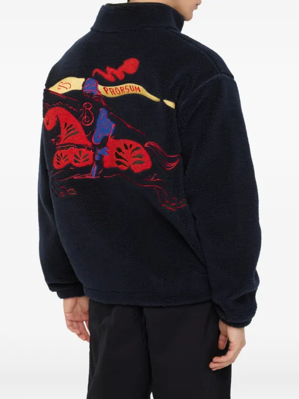 Burberry Equestrian Knight Design Fleece Jacket | Blue | FARFETCH