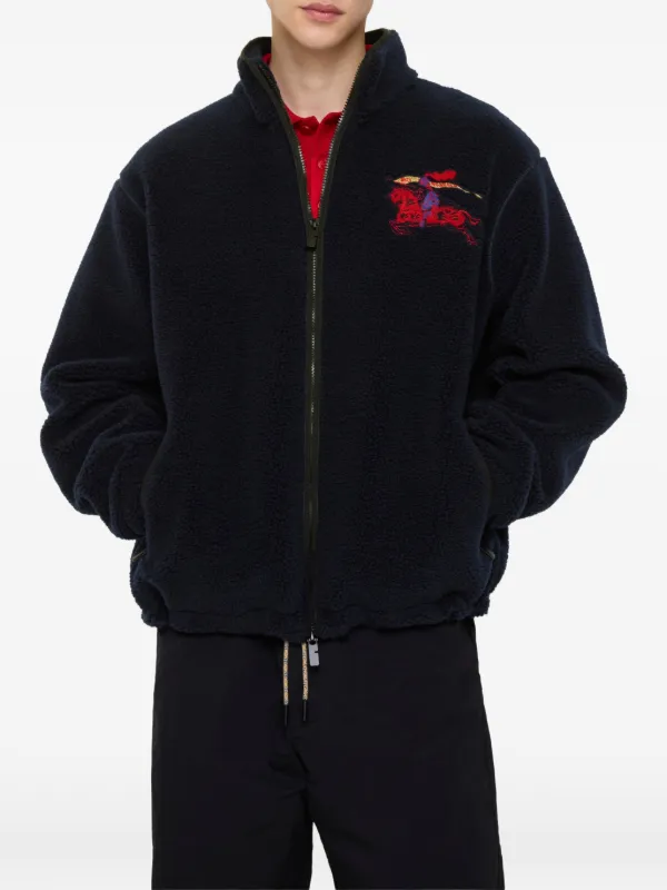 Burberry Equestrian Knight Design Fleece Jacket | Blue | FARFETCH