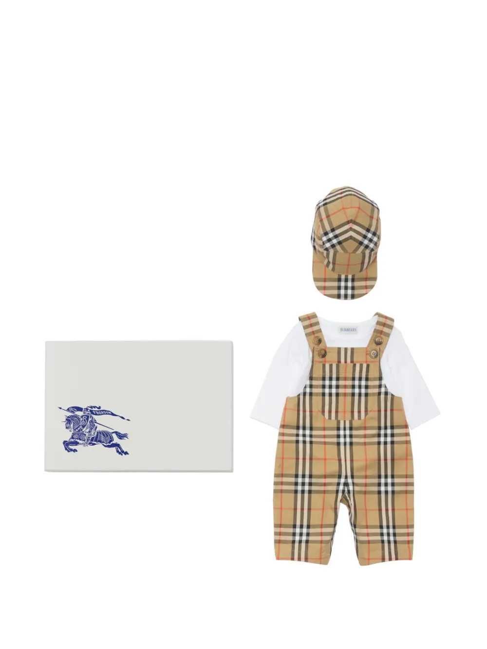 Burberry Kids Geruite tuinbroek Beige