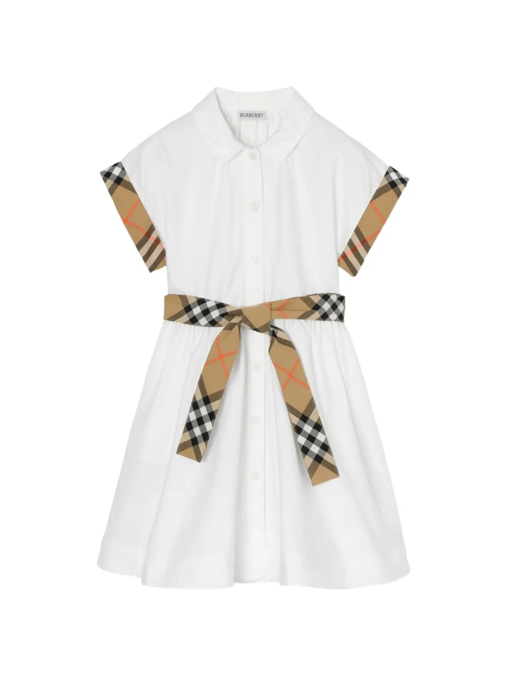 Burberry Kids check-trim shirt dress - Bianco