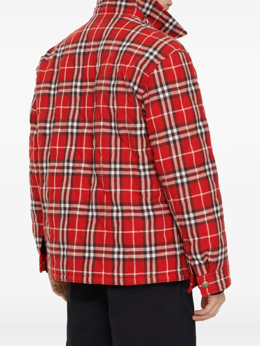  Burberry Check Quilted Wool Flannel Jacket - Red 