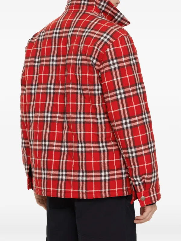 Burberry Check Quilted Wool Flannel Jacket | Red | FARFETCH