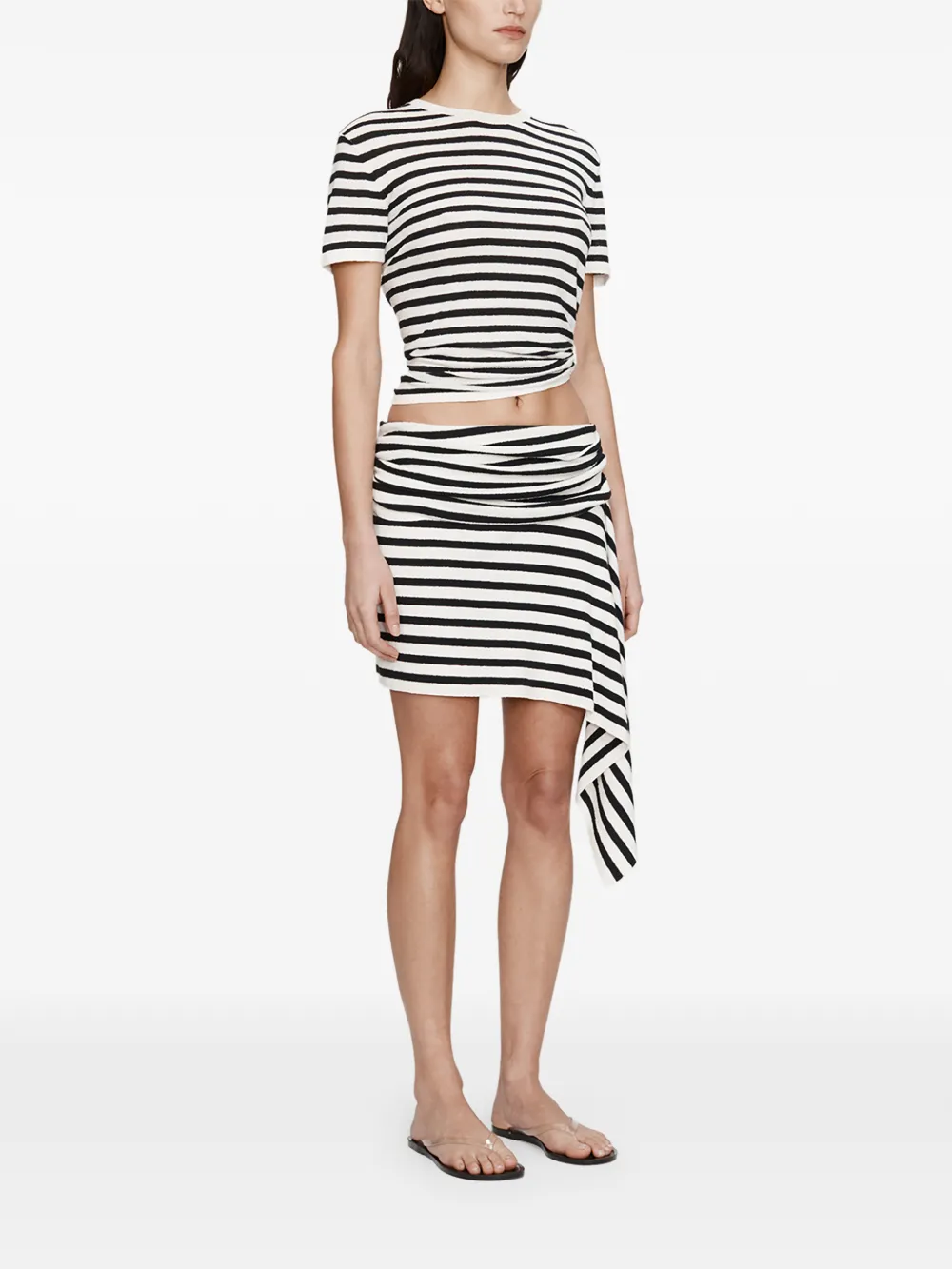 Stripe Knit Ruched Orbit Knit Top