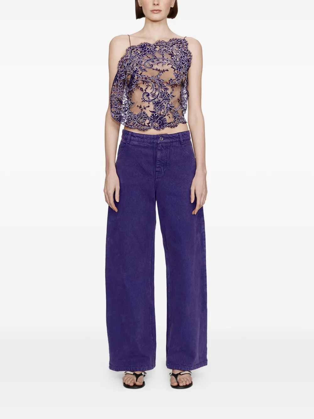 Christopher Esber Iris Floating Lace Top - Purple 