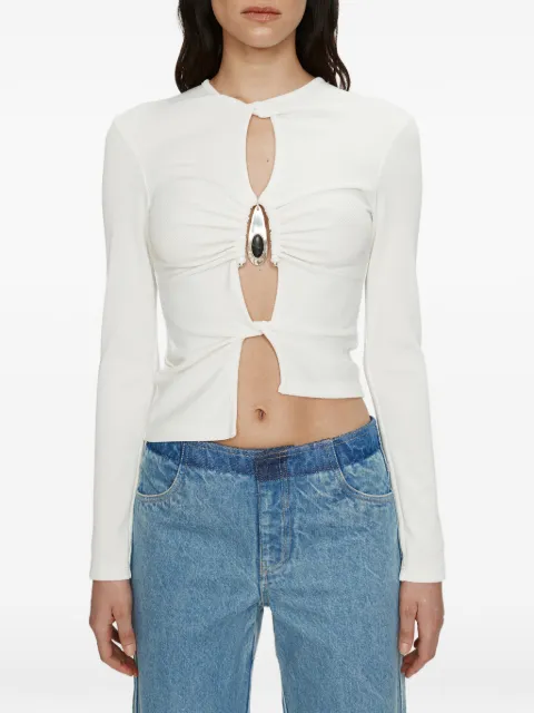 Christopher Esber crystal pendant open twist long sleeve top
