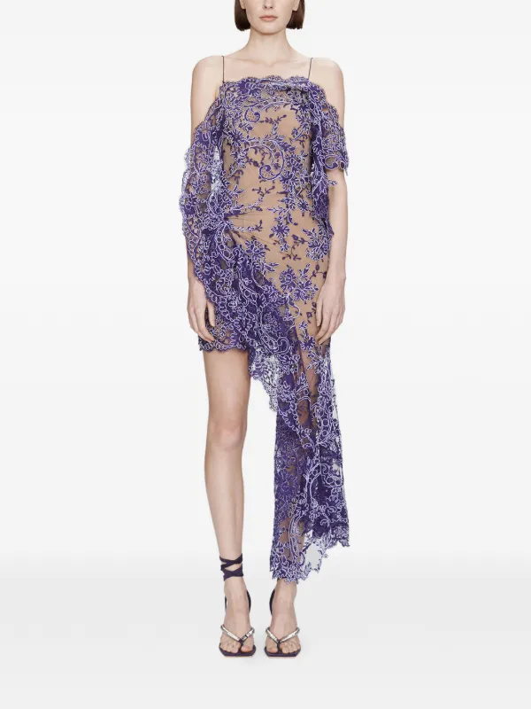 Christopher Esber Floating Lace Mini Dress | Purple | FARFETCH