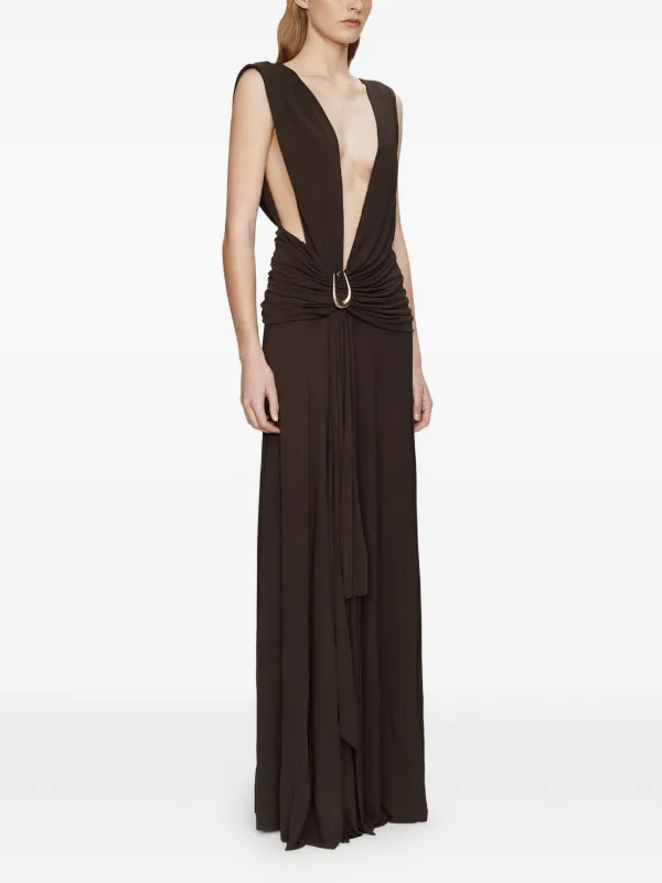 brown christopher esber dress Theron Pleated Brown Dress by Christopher Esber