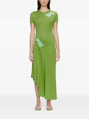 Christopher Esber Delphin Lace Rib Midi Dress | Yellow | FARFETCH