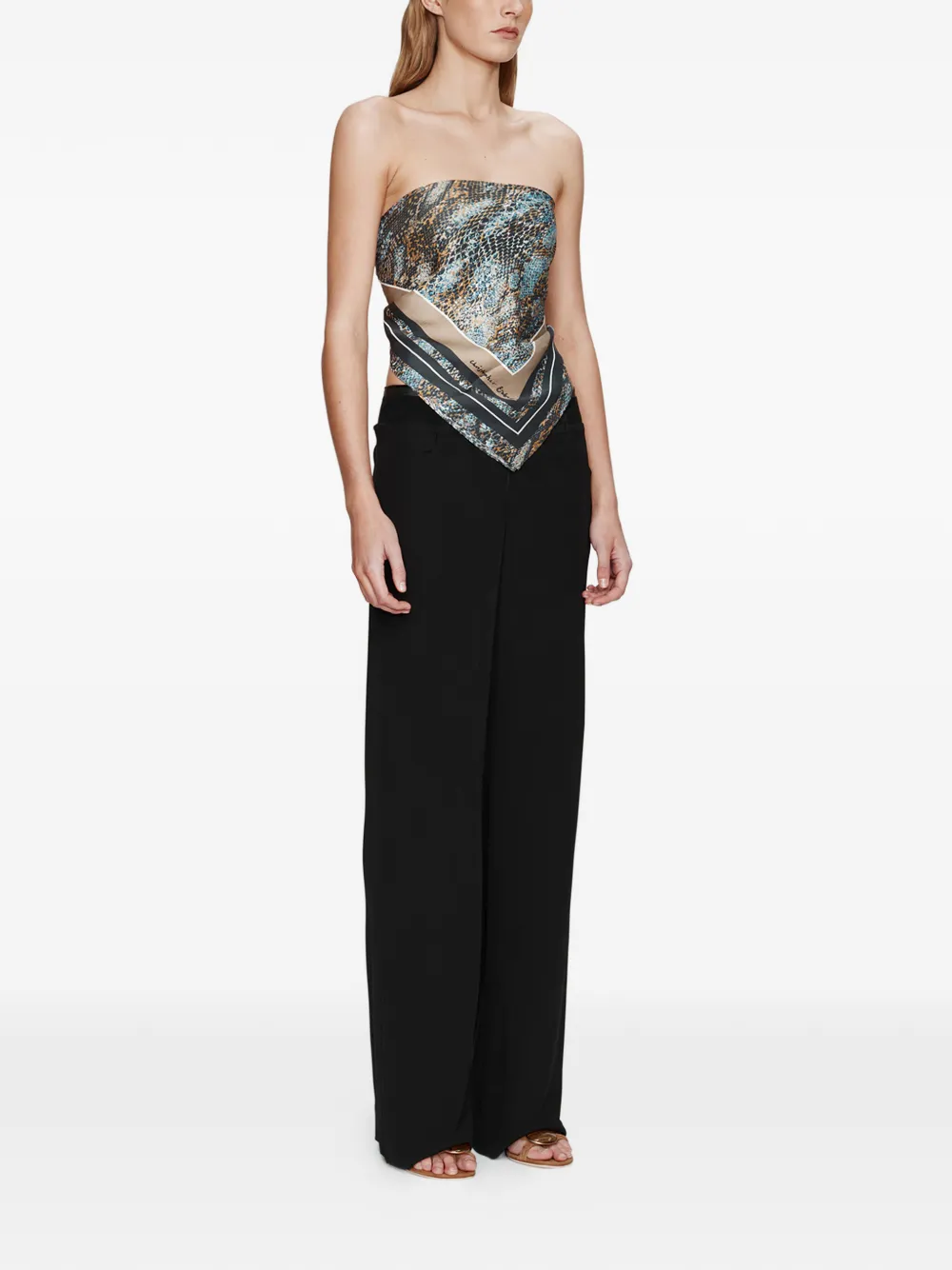  Christopher Esber Serpant Silk Scarf Blouse - Blue 