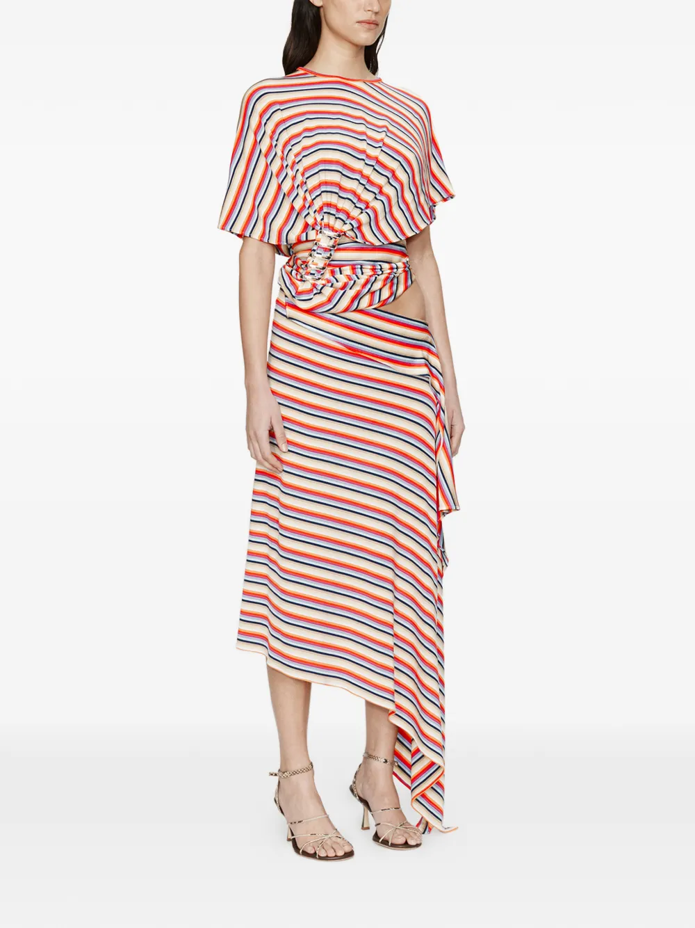  Christopher Esber Calypso Coiled Jersey Striped T-shirt - Neutrals 