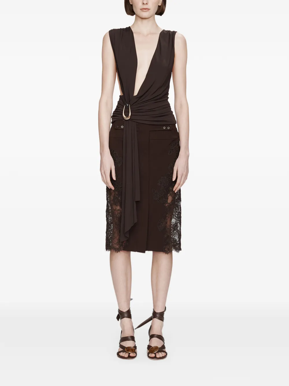 Christopher Esber Stone-pin Scarf Draped Blouse In Black