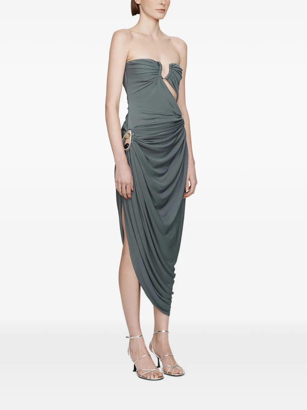  Christopher Esber Orica Crystal-embellished Ruched Strapless Dress - Grey 