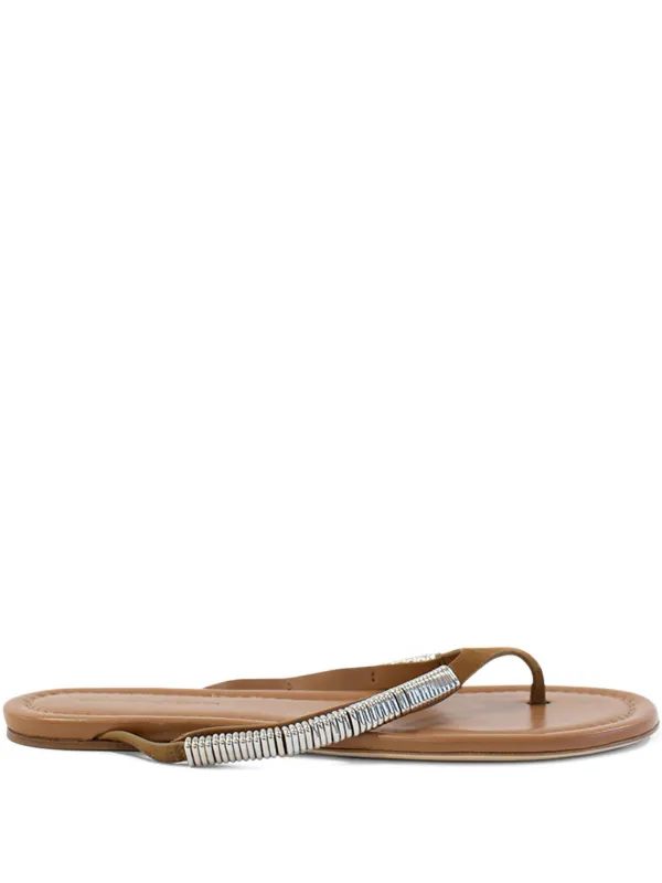 Christopher Esber Frida Pierced Suede Flat Sandals in Brown