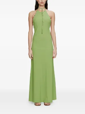 mint halter maxi dress Mint Velvet Green Cotton Halter Maxi Dress | Size XL | Green | Sleeveless main image 1