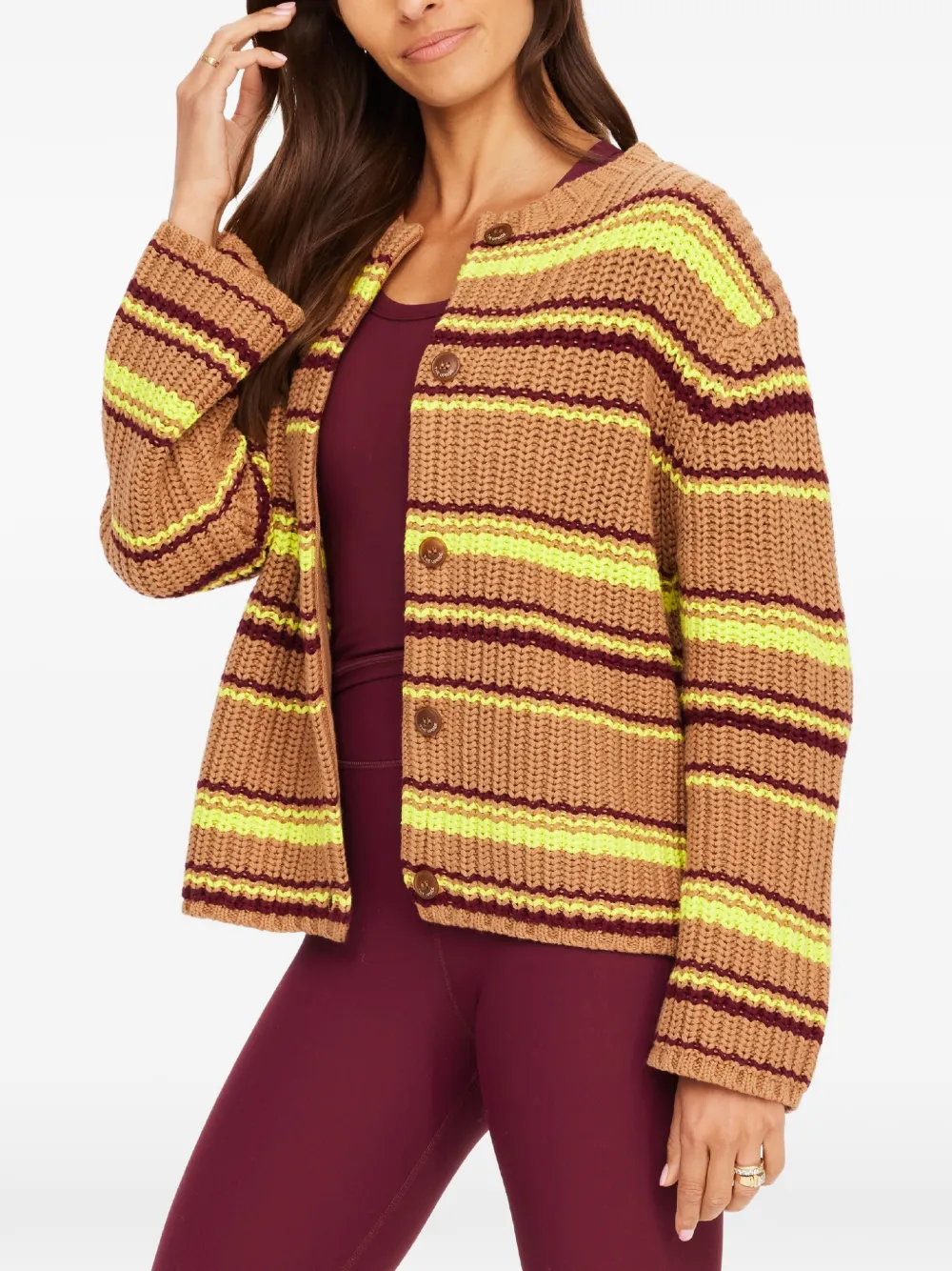  The Upside Bendetta Striped Cardigan - Neutrals 